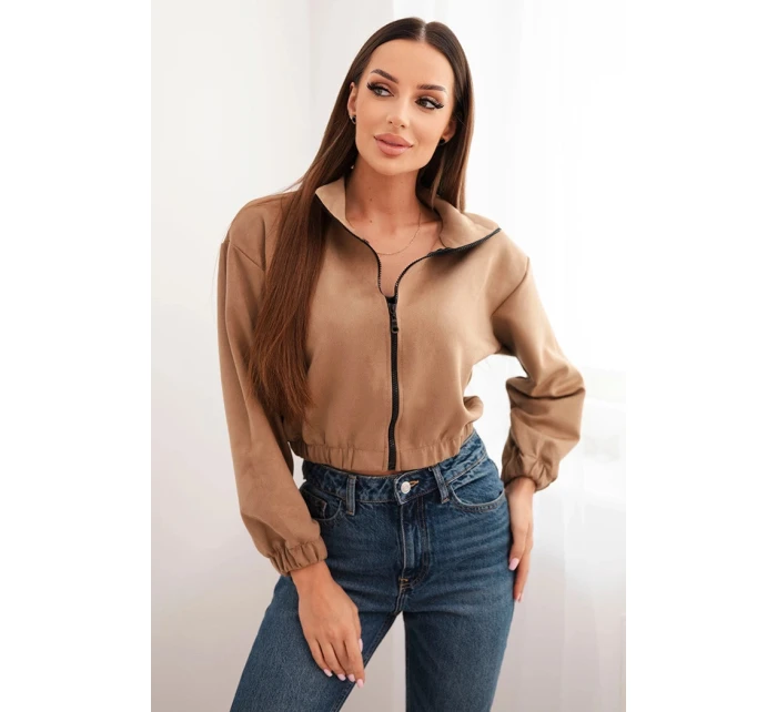Semišová mikina na zips béžový Semišová mikina na zips béžový