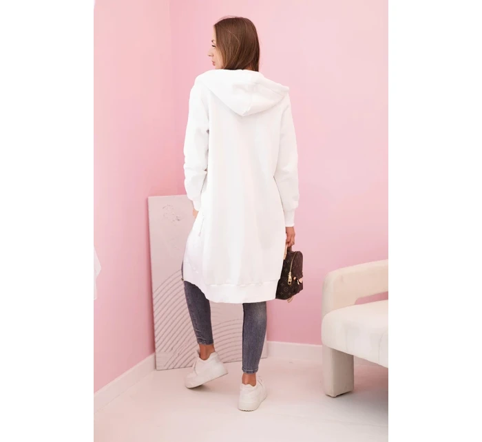 Dámska zateplená mikina s kapucňou a zipsom ecru
