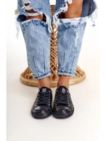 Damskie Skórzane Trampki Big Star Czarne V274871 Damskie Skórzane Trampki Big Star Czarne V274871