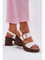 Sandały Damskie Na Masywnym Obcasie I Platformie Vinceza 17387 Białe