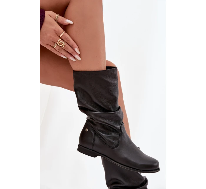 Dámské kožené kozačky Maciejka 05057-20 černé