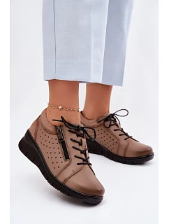 Kožené dámské polobotky na platformě Vinceza 39977 Béžové