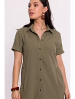 B282 Košeľové šaty - olivovo zelené