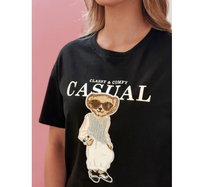 Dámské tričko s medvídkem černé Dstreet model 21988866 - FashionStreet Dámské tričko s medvídkem černé Dstreet model 21988866 - FashionStreet