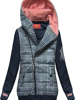 Tmavě modrá mikina z různých spojených materiálů model 21299966 - LHD