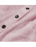 Světle růžový krátký přehoz přes oblečení typu alpaka na knoflíky (537)
