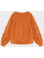 Teplá oranžová dámská mikina s mašlemi model 19742940 - MADE IN ITALY Teplá oranžová dámská mikina s mašlemi model 19742940 - MADE IN ITALY