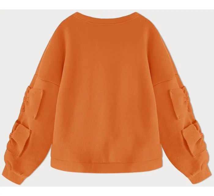 Teplá oranžová dámská mikina s mašlemi model 19742940 - MADE IN ITALY Teplá oranžová dámská mikina s mašlemi model 19742940 - MADE IN ITALY