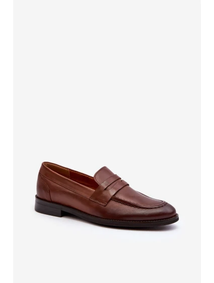 Mužské kožené polobotky hnědé model 21641464 - Zazoo Mužské kožené polobotky hnědé model 21641464 - Zazoo