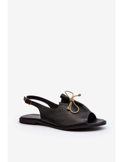 Kožené ploché sandály model 21646269 černé - Zazoo