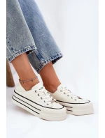 Dámské Kožené Tenisky Na Platformě model 21691395 Bílé - Goe