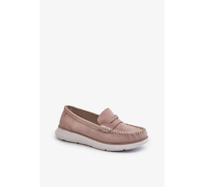 Sergio Leone Béžové semišové mokasíny na platforme Sergio Leone Béžové semišové mokasíny na platforme