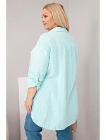 Bavlnená mušelínová košeľa Plus Size 65622 Mint - Kesi Bavlnená mušelínová košeľa Plus Size 65622 Mint - Kesi