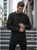Pánsky tmavosivý sveter FashionStreet WX1964 Pánsky tmavosivý sveter FashionStreet WX1964