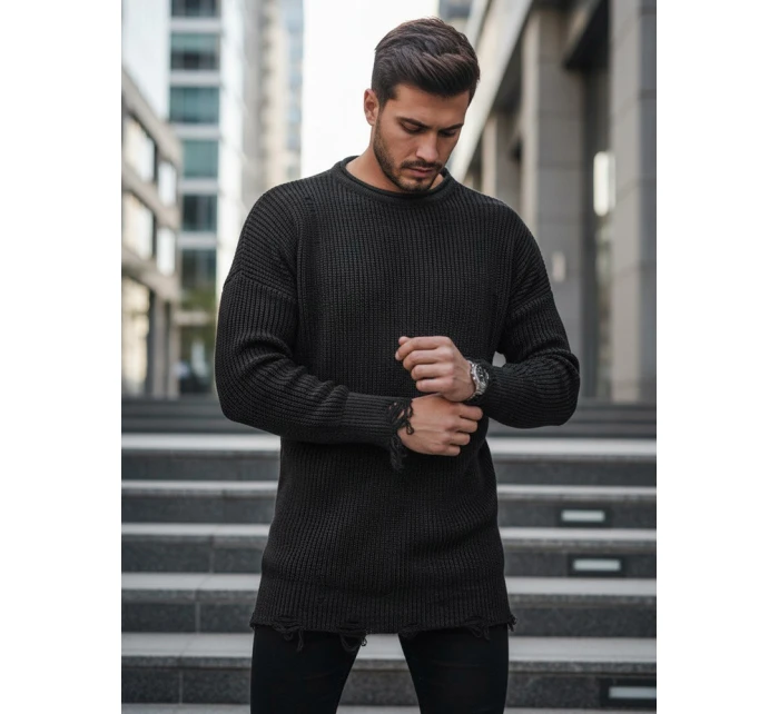 Pánsky tmavosivý sveter FashionStreet WX1964 Pánsky tmavosivý sveter FashionStreet WX1964