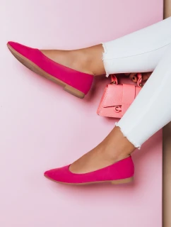 Dámské semišové baleríny s podpatkem fuchsiová model 21984021 - Dstreet