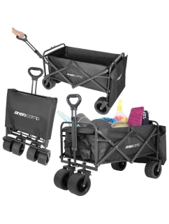 DELUXE SKLADACÍ TURISTICKÝ A PLÁŽOVÝ KÁBEL 90x57x73-96 cm S RUKOJEM ČIERNY