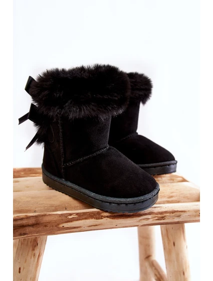 Dětské Teplé Sněhule Semišové s Černe model 21597169 - Boto Dětské Teplé Sněhule Semišové s Černe model 21597169 - Boto