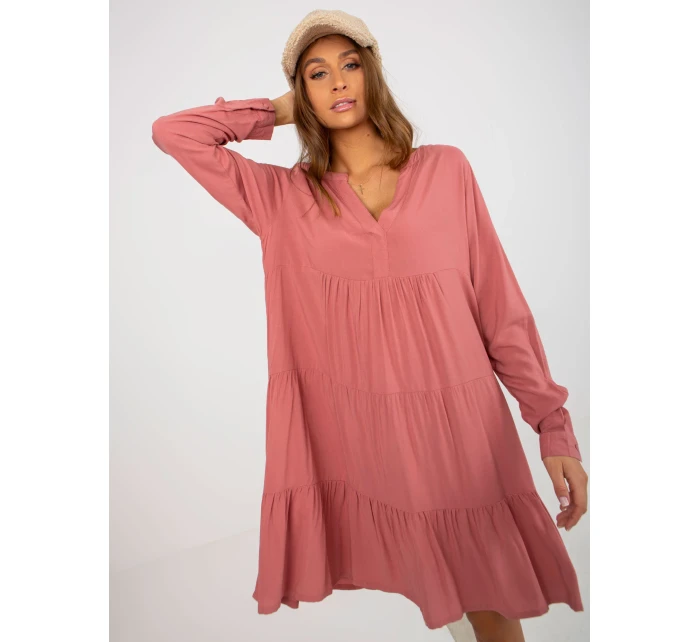 Šaty D73761M30361A tmavo ružové