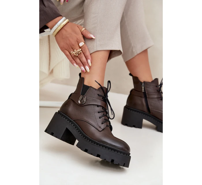 Dámske členkové topánky so zdobeným pásikom Zazoo - čokoládové Dámske členkové topánky so zdobeným pásikom Zazoo - čokoládové