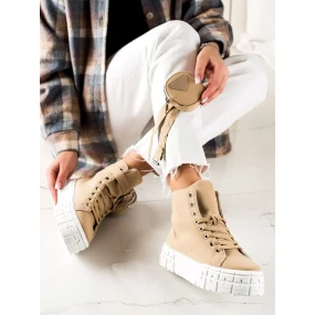 Hnedé dámske značkové tenisky bez podpätku