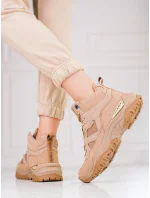 Pěkné dámské tenisky hnědé bez podpatku Pěkné dámské tenisky hnědé bez podpatku