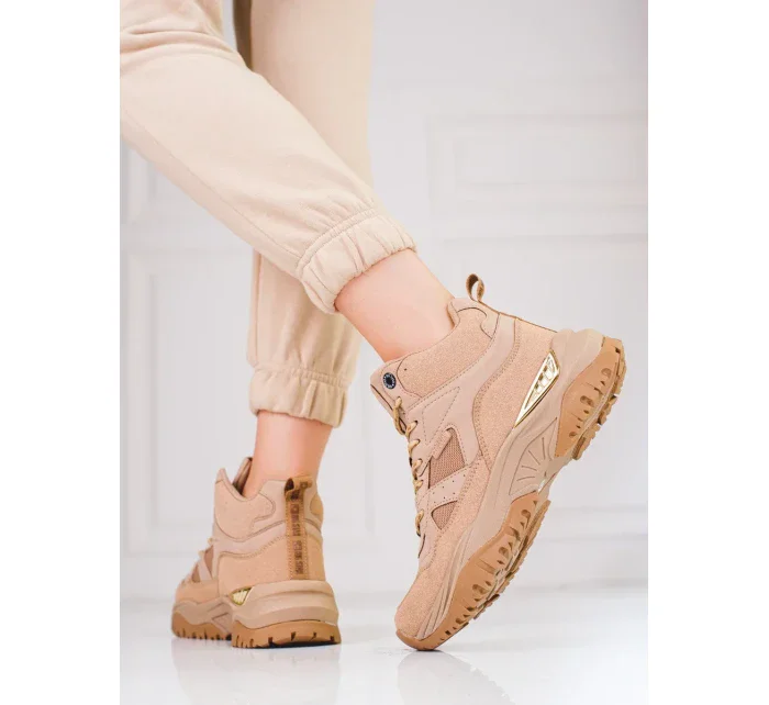 Pěkné dámské tenisky hnědé bez podpatku Pěkné dámské tenisky hnědé bez podpatku