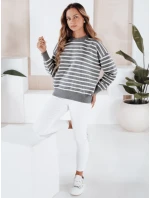 FashionStreet sivý pruhovaný dámsky sveter MY2540 FashionStreet sivý pruhovaný dámsky sveter MY2540
