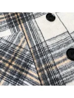 Ecru/sivá dámska károvaná košeľová bunda (AG3-1813) Ecru/sivá dámska károvaná košeľová bunda (AG3-1813)