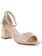 Béžové a zlaté dámské sandály na jehlovém podpatku model 22116440 - Potocki