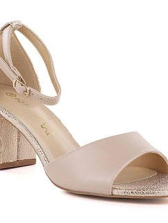 Béžové a zlaté dámské sandály na jehlovém podpatku model 22116440 - Potocki