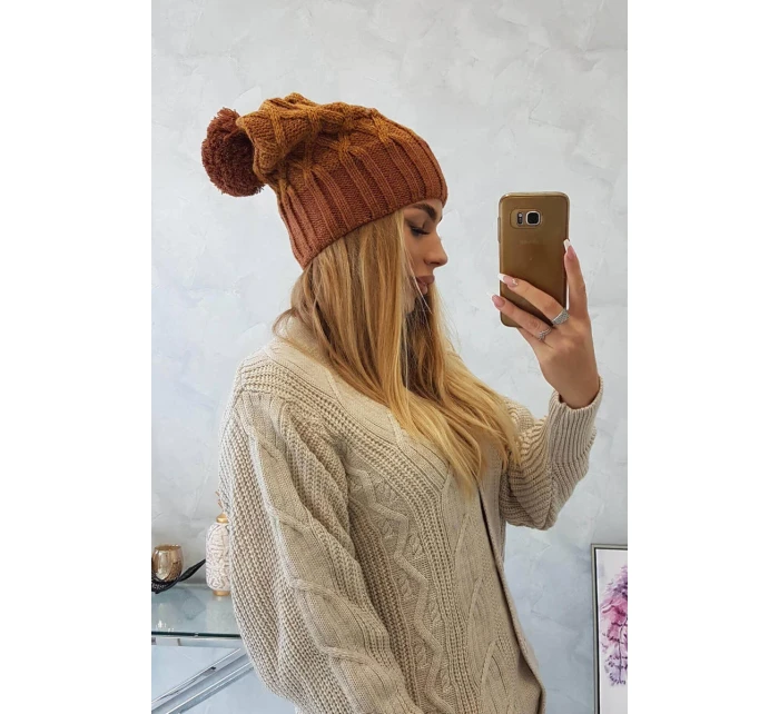 Milano fleecová čiapka K203 mustard melange+brown Milano fleecová čiapka K203 mustard melange+brown