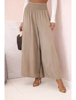 Dámske viskózové nohavice s elastickým pásom camel