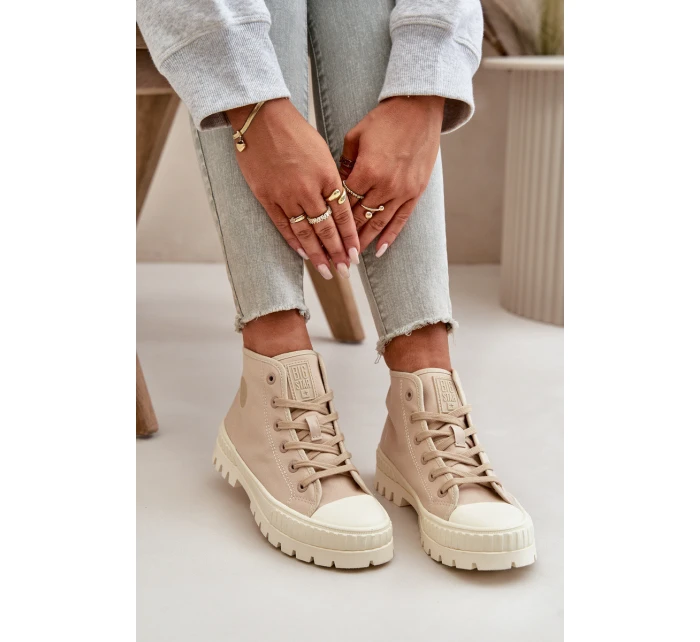 Trampki Damskie Z Cholewką Za Kostkę Big Star OO274006 Beżowe