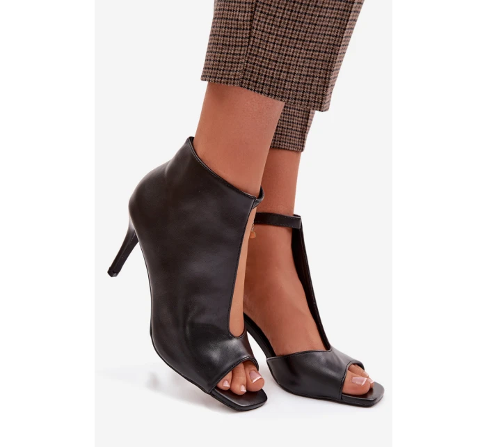 Dámské sandály na podpatku Černé Helira