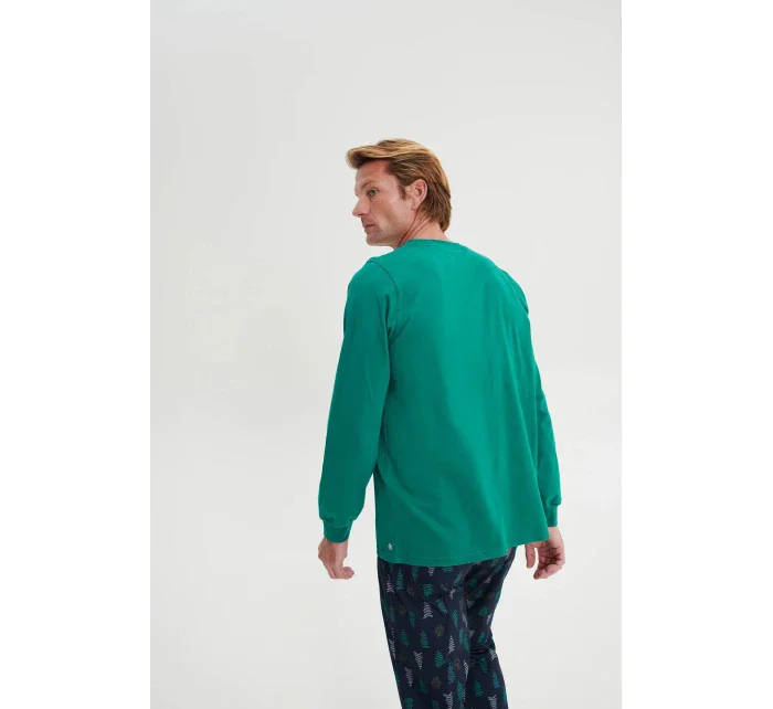 Pánske pyžamo s dlhým rukávom 19661 tmavomodré - Vamp