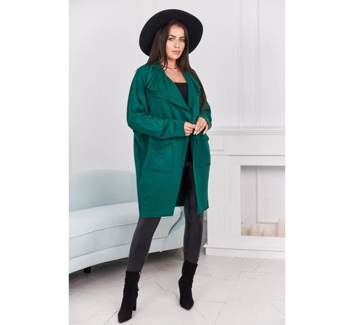 Dámsky plášť s vreckami 9587 Tmavo zelená - Kesi