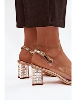 Dámske sandále na podpätku D&A MR52-238 Rose gold - D&A