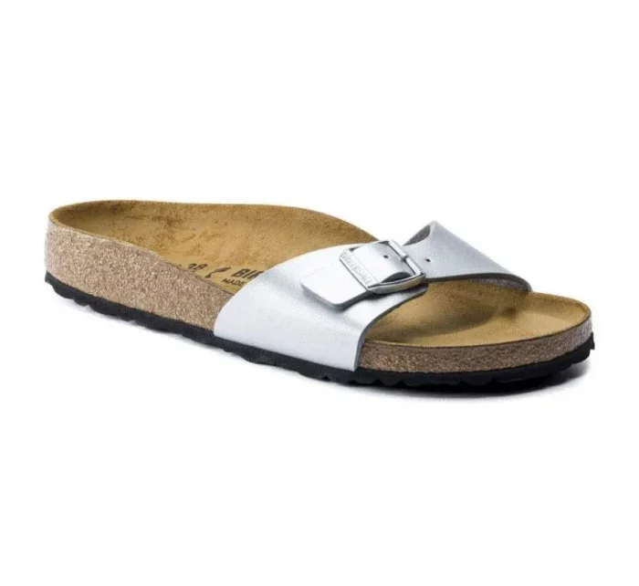 Dámske žabky Birkenstock Madrid Birko-Flor Silver regular wide (0040411) dámske Dámske žabky Birkenstock Madrid Birko-Flor Silver regular wide (0040411) dámske