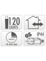 VIANOČNÝ STROMČEK SVETELNÁ REŤAZ 120LED ČASOVAČ VIACFAREBNÝ MAKARÓN