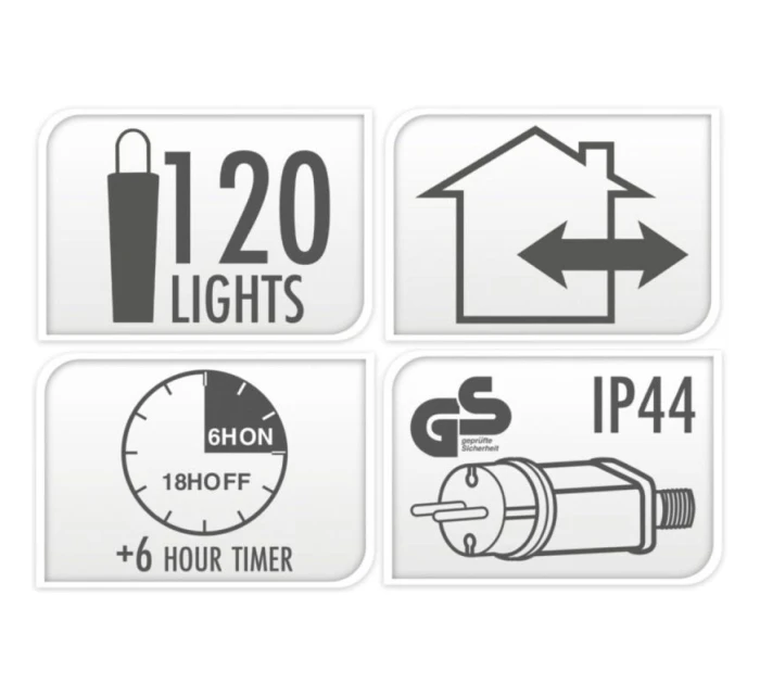 VIANOČNÝ STROMČEK SVETELNÁ REŤAZ 120LED ČASOVAČ VIACFAREBNÝ MAKARÓN