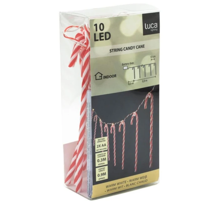 SVETLÁ GIRLANDA 10 VIEDOL LÍZATKO TYČINKY VIANOČNÝ STROMČEK TEPLÁ BIELA LUCA