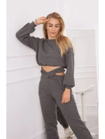 Zateplená súprava s krátkou mikinou grafitová