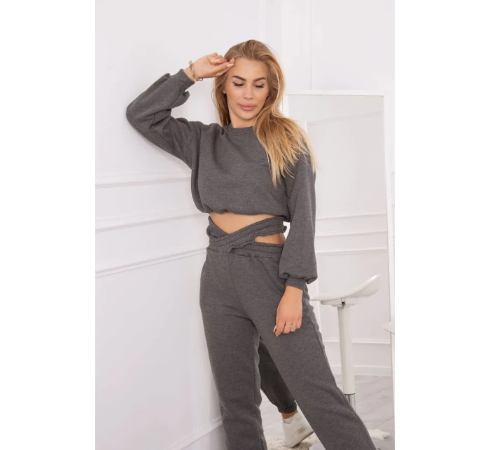 Zateplená súprava s krátkou mikinou grafitová