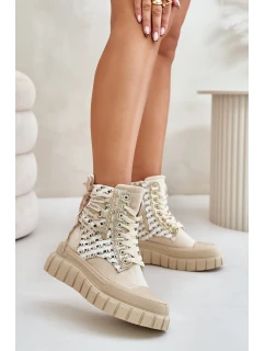 Vysoké Dámské Tenisky Na Masivní Platformě Světle Béžové model 21671400 - Boto