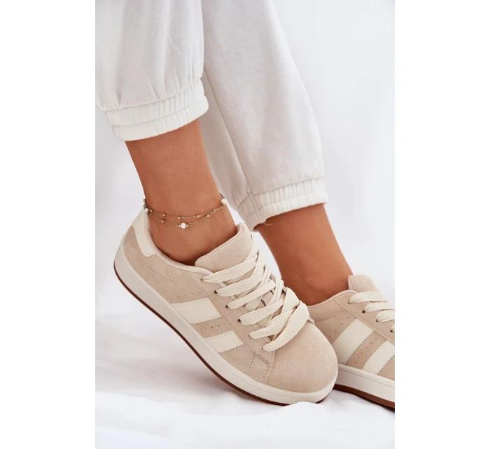 Dámské Tenisky Z Eko Semiše Béžové model 21696842 - EVENTO Dámské Tenisky Z Eko Semiše Béžové model 21696842 - EVENTO