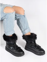 Pekné čierne dámske snežnice na platforme Pekné čierne dámske snežnice na platforme