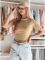 LINESS dámske pruhované základné tričko s kaméliami Dstreet RY2819