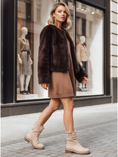 Dámské semišové béžové kozačky Dstreet model 21994454 - FashionStreet