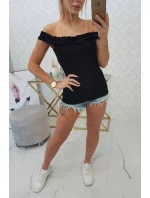 Španielska blúzka s volánikmi čierna